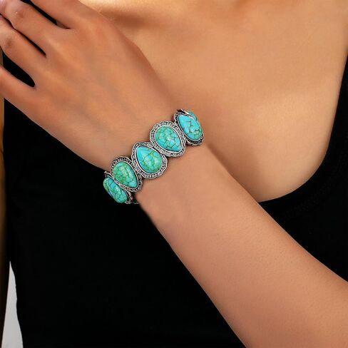 Gold Western Bracelets for Women Boho Turquoise Cuff Bracelet Country Concert Outfits Cowboy Chic Cowgirl Accessorie 2025 Fashion Jewelry in Saudi Arabia