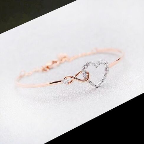 To My Daughter Forever Connected Bracelet,Infinity Love Cuff You Are Always In Mine Heart Cubic Zirconia Bracelet from Mom, Adjustable Inspirational Gift Jewelry for Daughter in Saudi Arabia