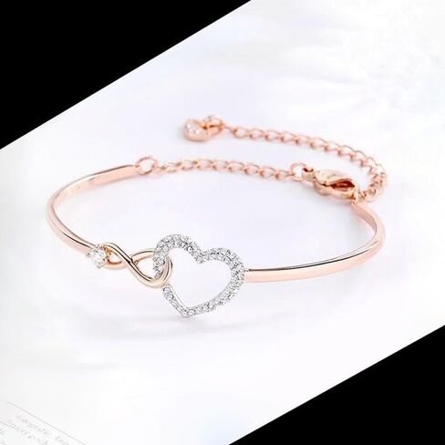 To My Daughter Forever Connected Bracelet,Infinity Love Cuff You Are Always In Mine Heart Cubic Zirconia Bracelet from Mom, Adjustable Inspirational Gift Jewelry for Daughter in Saudi Arabia