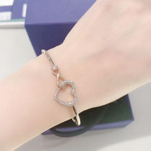 To My Daughter Forever Connected Bracelet,Infinity Love Cuff You Are Always In Mine Heart Cubic Zirconia Bracelet from Mom, Adjustable Inspirational Gift Jewelry for Daughter in Saudi Arabia
