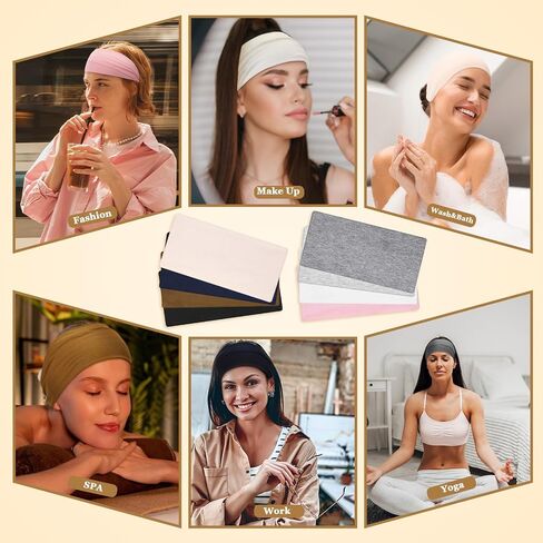 8 حزمة عريضات واسعة للرأس للنساء ، ومرنة ناعمة الشعر نطاقات الشعر تشويه الشعر لليوغا التمرين اليومية الجري ، غير انزلاق 8 ألوان in Kuwait