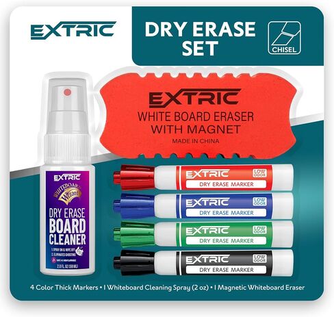 Dry Erase Markers Fine Tip and Chisel Tip, 8 White Board Markers Dry Erase, Mixed Tip 4 Thick and Thin Dry Erase Markers, Whiteboard Markers School Supplies for Teachers and Students in Kuwait