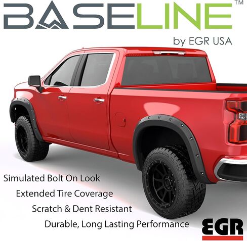 EGR BLF1002 - Fender Fender Fender Flares مع مظهر الترباس المحاكاة - متوافق مع 2019-2022 شيفروليه سيلفرادو 1500 (مع 6 /8 قدم. السرير) in Saudi Arabia