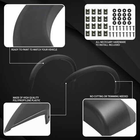 AutoZensation متوافق مع 1999-2007 Ford F250 F350 F450 Super Duty ، 4pc Matte Black Front + مشاعل Fender الخلفية الخلفية in Kuwait