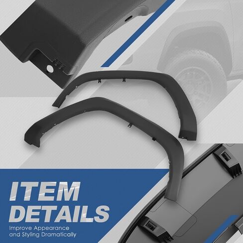 Auto Dynasty 2 Piece Factory Style Paintable Front Wheel Fender Flares Cover Kit Compatible with Toyota Tacoma 2016-2023, Driver and Passenger Side, Matte Black in Saudi Arabia