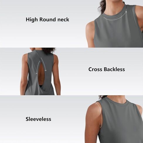 Workout Tank Tops for Women Cross Backless Sleeveless Loose Fit Athletic Tops Athletic Yoga Gym Running Shirts in Kuwait