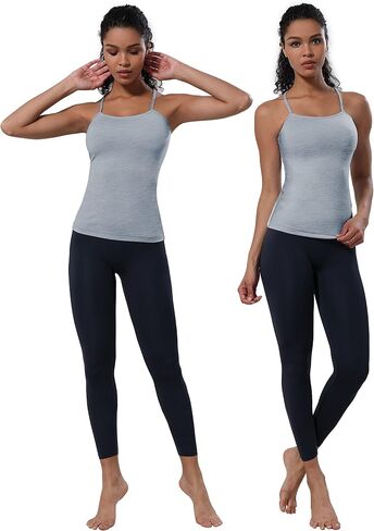 BUBBLELIME Women's Compression/Cotton Sleeveless Racerback Basic Crop Tank Tops Stretchy Casual Workout Yoga Sports Shirts in Saudi Arabia