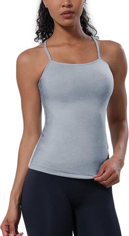 BUBBLELIME Women's Compression/Cotton Sleeveless Racerback Basic Crop Tank Tops Stretchy Casual Workout Yoga Sports Shirts in Saudi Arabia