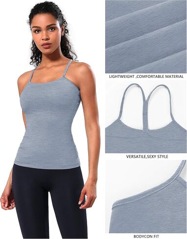 BUBBLELIME Women's Compression/Cotton Sleeveless Racerback Basic Crop Tank Tops Stretchy Casual Workout Yoga Sports Shirts in Saudi Arabia