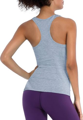 BUBBLELIME Women's Compression/Cotton Sleeveless Racerback Basic Crop Tank Tops Stretchy Casual Workout Yoga Sports Shirts in Saudi Arabia