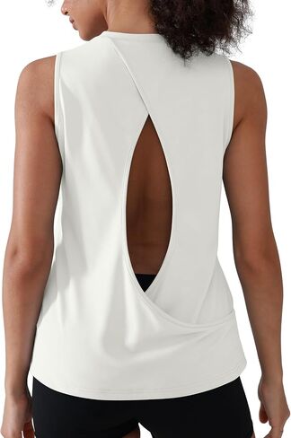 Workout Tank Tops for Women Cross Backless Sleeveless Loose Fit Athletic Tops Athletic Yoga Gym Running Shirts in Saudi Arabia