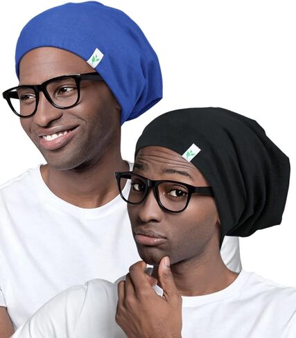 Sleep Cap-2Pcs Designed for Men with Natural Curly Wave Hair Satin Lined,Gifts for Boyfriend,Husband & Dad, in Saudi Arabia