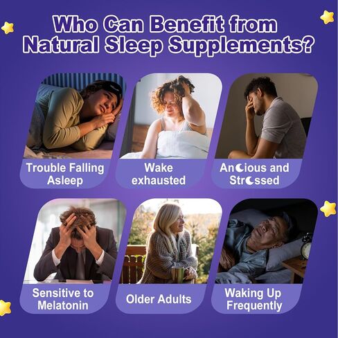 Melatonin Free Sleep Gummies with Magnesium Glycinate, GABA, 5-HTP, L-Theanine, Valerian, Chamomile, Lemon Balm, Vitamin D3 & B6 - Hormone & Drug- Free, Non-Habit Forming,2 Pack in Kuwait