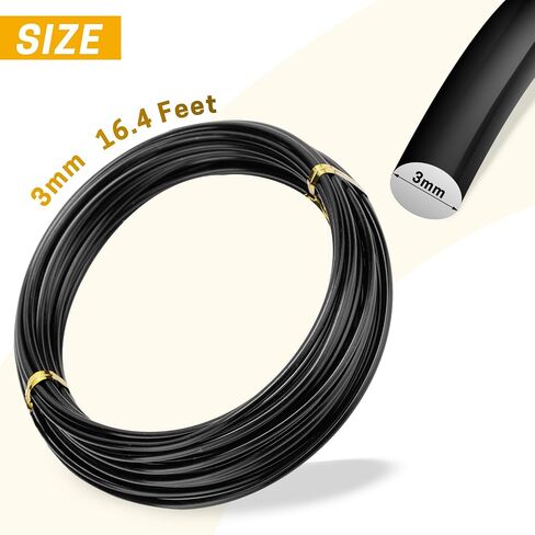 32.8 Feet Black Aluminum Craft Wire 3 mm Thickness Bendable Metal Craft Wire for DIY Crafts Making in Kuwait