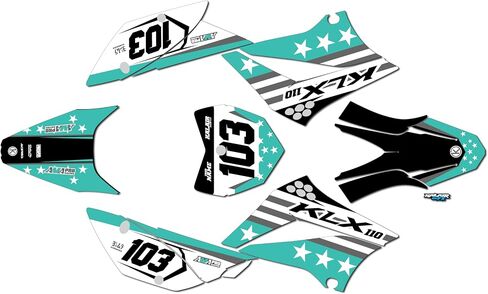Graphics Kit for Kawasaki KLX110, KLX110R/RL (2010-2024) USA Series Green 09 Mil - Dirt bike Custom Racing Graphics Decals Stickers Kit, no-plastics in Saudi Arabia