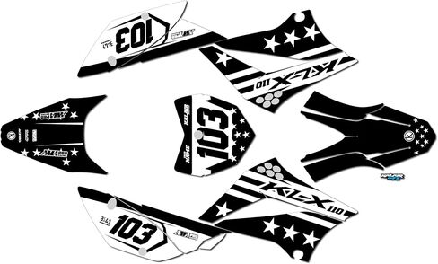 Graphics Kit for Kawasaki KLX110, KLX110R/RL (2010-2024) USA Series Green 09 Mil - Dirt bike Custom Racing Graphics Decals Stickers Kit, no-plastics in Saudi Arabia