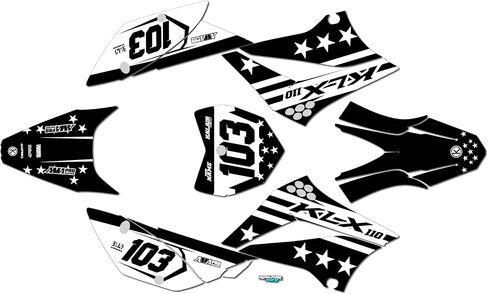 Graphics Kit for Kawasaki KLX110, KLX110R/RL (2010-2024) USA Series Green 09 Mil - Dirt bike Custom Racing Graphics Decals Stickers Kit, no-plastics in Saudi Arabia
