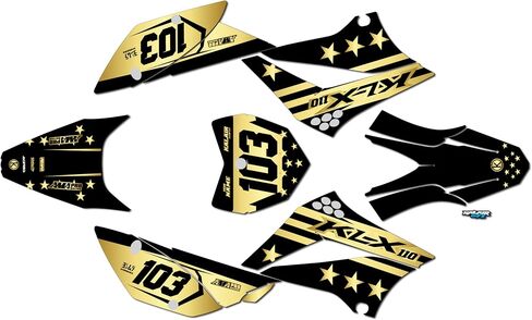 Graphics Kit for Kawasaki KLX110, KLX110R/RL (2010-2024) USA Series Green 09 Mil - Dirt bike Custom Racing Graphics Decals Stickers Kit, no-plastics in Saudi Arabia