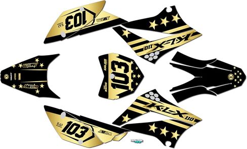 Graphics Kit for Kawasaki KLX110, KLX110R/RL (2010-2024) USA Series Green 09 Mil - Dirt bike Custom Racing Graphics Decals Stickers Kit, no-plastics in Saudi Arabia