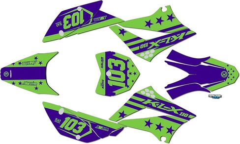 Graphics Kit for Kawasaki KLX110, KLX110R/RL (2010-2024) USA Series Green 09 Mil - Dirt bike Custom Racing Graphics Decals Stickers Kit, no-plastics in Saudi Arabia