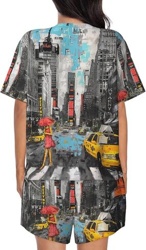 Love from New York Prints Women's Short Sleeve Pajamas Set, 2 Piece Sleepwear Set T-Shirt Tops and Shorts, in Saudi Arabia