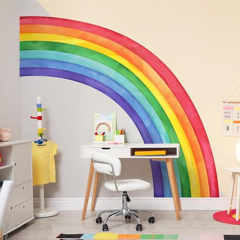 55"x63" Large Rainbow Wall Mural Stickers Watercolor Half Rainbow Wall Decals Peel and Stick Vinyl Wall Art for Girls Bedroom Kids Nursery Living Room Playroom Wall Decor in Kuwait