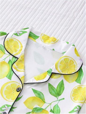 SOLY HUX Women's Cute Print Pajama Set Short Sleeve Sleepwear Button Down Shirt and Shorts Loungewear in Saudi Arabia