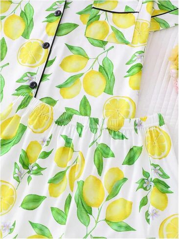 SOLY HUX Women's Cute Print Pajama Set Short Sleeve Sleepwear Button Down Shirt and Shorts Loungewear in Saudi Arabia