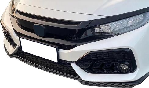 Ikon Motorsports ، Lip الأمامي الوفير متوافق مع 2017-2021 هوندا سيفيك هاتشباك و SI ، HFP Gloss Black Pp Front Air Dam Chin Spoiler 3pcs ، 2018 2019 2020 in Kuwait