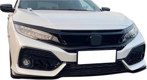 Ikon Motorsports ، Lip الأمامي الوفير متوافق مع 2017-2021 هوندا سيفيك هاتشباك و SI ، HFP Gloss Black Pp Front Air Dam Chin Spoiler 3pcs ، 2018 2019 2020 in Saudi Arabia