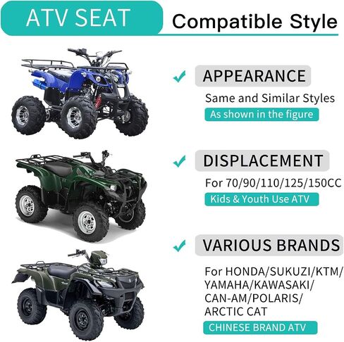 18" Complete ATV Seat for Kids ATV Quad Seat for 50cc 70cc 90cc 110cc 125cc Chinese 4 Wheeler Mini ATV Taotao JCL Peace ATA Roketa Yamoto SunL Jetmoto TaoTao ATA110D Coolster 3050D 3125B in Saudi Arabia