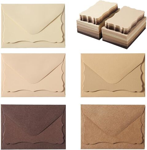 100 Pack Mini Envelopes with Note Cards in 5 Colors for Wedding, Birthday, Baby Showers, 4 x 2.7 Inches (Pink) in Kuwait
