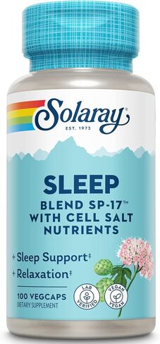 Solaray Sleep Blend SP-17 | مزيج العشبية مع مغذيات الملح الخلية للمساعدة في دعم النوم الصحي والاسترخاء | غير المعدلة وراثيا ، نباتي | 100 VEGCAPS in Saudi Arabia