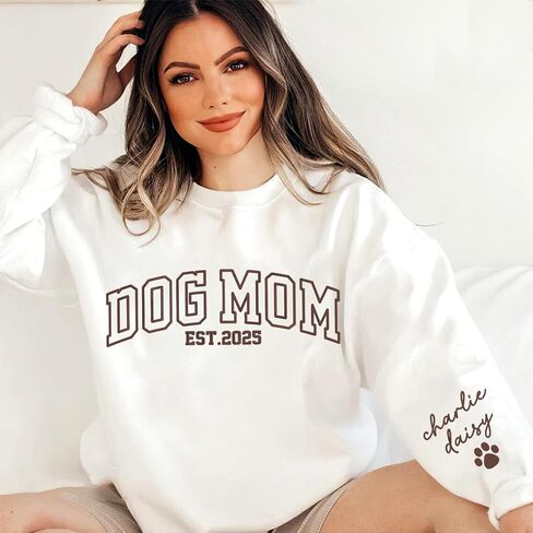 Custom Embroidered Dog Mom Sweatshirt - Dog Mom Gifts for Women in Kuwait