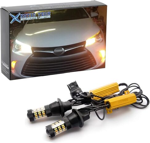 زوج Xotic Tech Pair 7440 7440A Switchback Dual Color LED LED مصابيح الإشارة الأمامية مع المقاومات الخالية من الأخطاء المضادة للضرب المتوافقة مع Ford F150 أو Toyota أو Honda in Kuwait