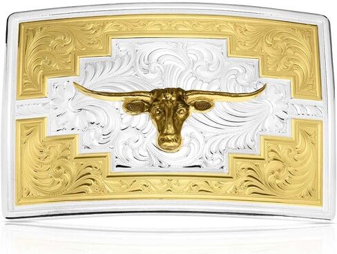 Montana Silversmiths Principle Longhorn Showpiece Belt Buckle - 45410-767M in Saudi Arabia