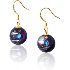 خطافات أذن مجرة ​​المصنوعة يدويًا - تصميم كوكب مصنوع يدويًا مع مسارات النجوم المعدنية ، والمجوهرات الإبداعية للنساء ، وهدية فريدة لمحبي علم الفلك in Kuwait