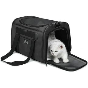 Cat Travel Carrier - Foldable Dog Carrier Bag, Soft-Sided Pet Bag up to 20 Lbs,Pet Carrier Soft-Sided Escape Proof with 4 Ventilated Windows, Airline Approved Travel Puppy Carrier (Blue) in Kuwait