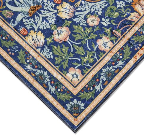RoomTalks Strawberry Thief Area Rug, Ultra Thin Vintage Floral 2x3 Entryway Rug Non-Slip Washable Indoor Door Mat, Forest Birds Botanical Small Accent Throw Rug for Bedroom Kitchen Entryway Bathroom in Kuwait