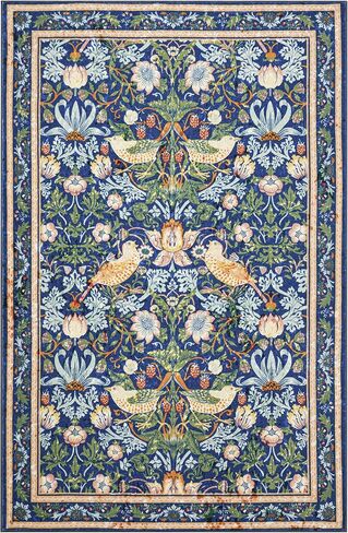 RoomTalks Strawberry Thief Area Rug, Ultra Thin Vintage Floral 2x3 Entryway Rug Non-Slip Washable Indoor Door Mat, Forest Birds Botanical Small Accent Throw Rug for Bedroom Kitchen Entryway Bathroom in Kuwait