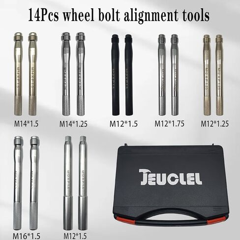 14Pcs Wheel Stud Alignment Pin Set, Wheel Hanger Rim Stud Bolt Nut, Wheel Balancing Tool for Vehicles, Hub Fixing Positioning Rod, Guide Studs, Rim Stud Pilot Pin, Tire Change Guide Tool in Kuwait