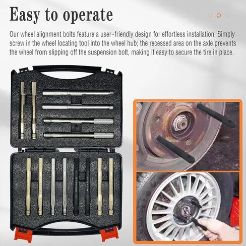 14Pcs Wheel Stud Alignment Pin Set, Wheel Hanger Rim Stud Bolt Nut, Wheel Balancing Tool for Vehicles, Hub Fixing Positioning Rod, Guide Studs, Rim Stud Pilot Pin, Tire Change Guide Tool in Kuwait