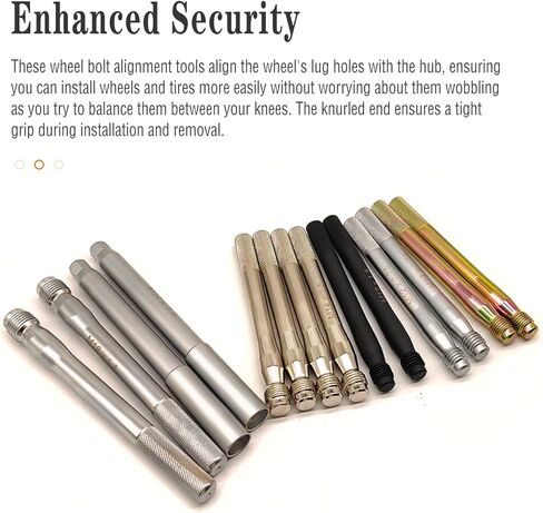 14Pcs Wheel Stud Alignment Pin Set, Wheel Hanger Rim Stud Bolt Nut, Wheel Balancing Tool for Vehicles, Hub Fixing Positioning Rod, Guide Studs, Rim Stud Pilot Pin, Tire Change Guide Tool in Kuwait