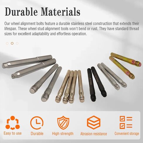 14Pcs Wheel Stud Alignment Pin Set, Wheel Hanger Rim Stud Bolt Nut, Wheel Balancing Tool for Vehicles, Hub Fixing Positioning Rod, Guide Studs, Rim Stud Pilot Pin, Tire Change Guide Tool in Kuwait