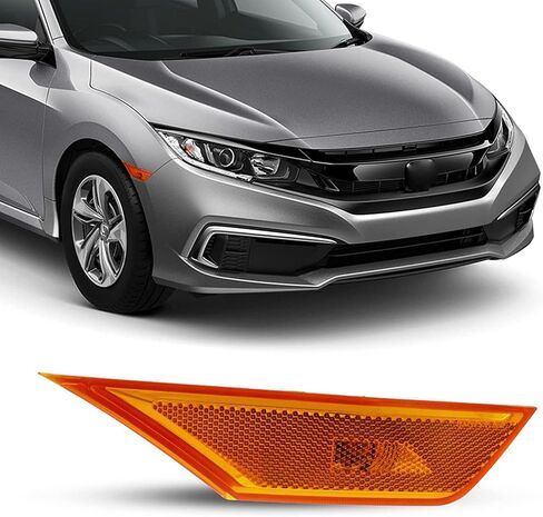 For 2016 2017 2018 2019 2020 2021 Honda Civic Side Marker Light - Passenger Side on Honda Civic - Side Marker Light Assembly Includes Lens, Housing and Bulb - For Civic LX EX DX Sport Touring in Kuwait