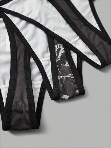 Wdirara Women's 3 قطعة جمجمة الفراشة Sun Print G String Thong Low Rise Sexy Sexy in Saudi Arabia