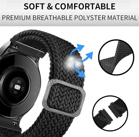 HAZELS Nylon Smart Watch Band for 20mm 22mm Universal Braided Solo Loop Bracelet Watch4 40 44 Classic 46 42mm Strap (Color : Preto, Size : 20mm Universal) in Saudi Arabia