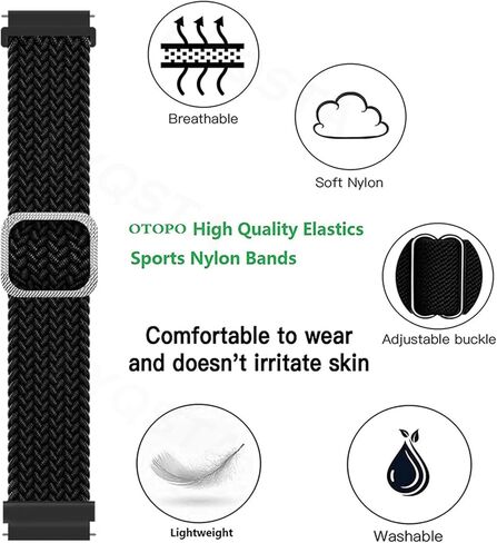 HAZELS Nylon Smart Watch Band for 20mm 22mm Universal Braided Solo Loop Bracelet Watch4 40 44 Classic 46 42mm Strap (Color : Preto, Size : 20mm Universal) in Saudi Arabia