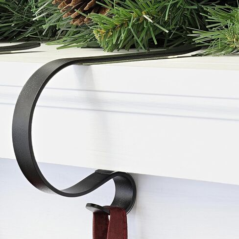 Haute Decor The Original MantleClip® Stocking Holder - 4 Pack (Glitter Red) - Hang Christmas Stockings Safely and Securely from Mantels Up to 3 Inches Thick in Kuwait