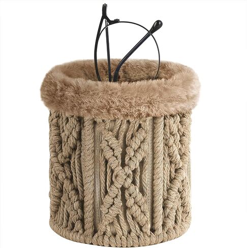 Mkono Glasses Holder for Nightstand Macrame Plush Lined Glasses Stand for Multiple Glasses Boho Decor Eyeglass Case Holder for Office Desk Organizer in Saudi Arabia